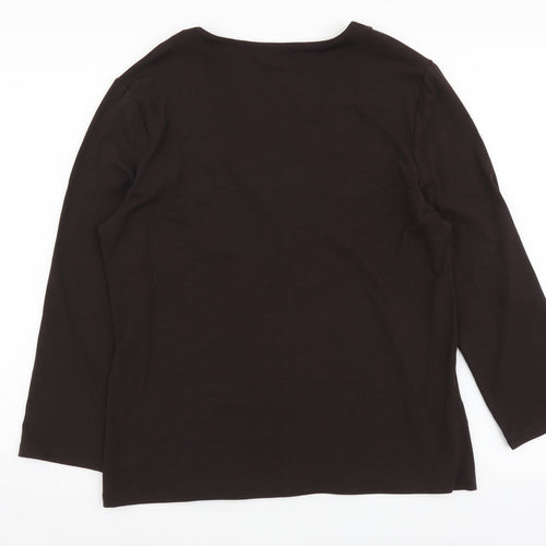 CC Womens Brown Viscose Basic Blouse Size L V-Neck