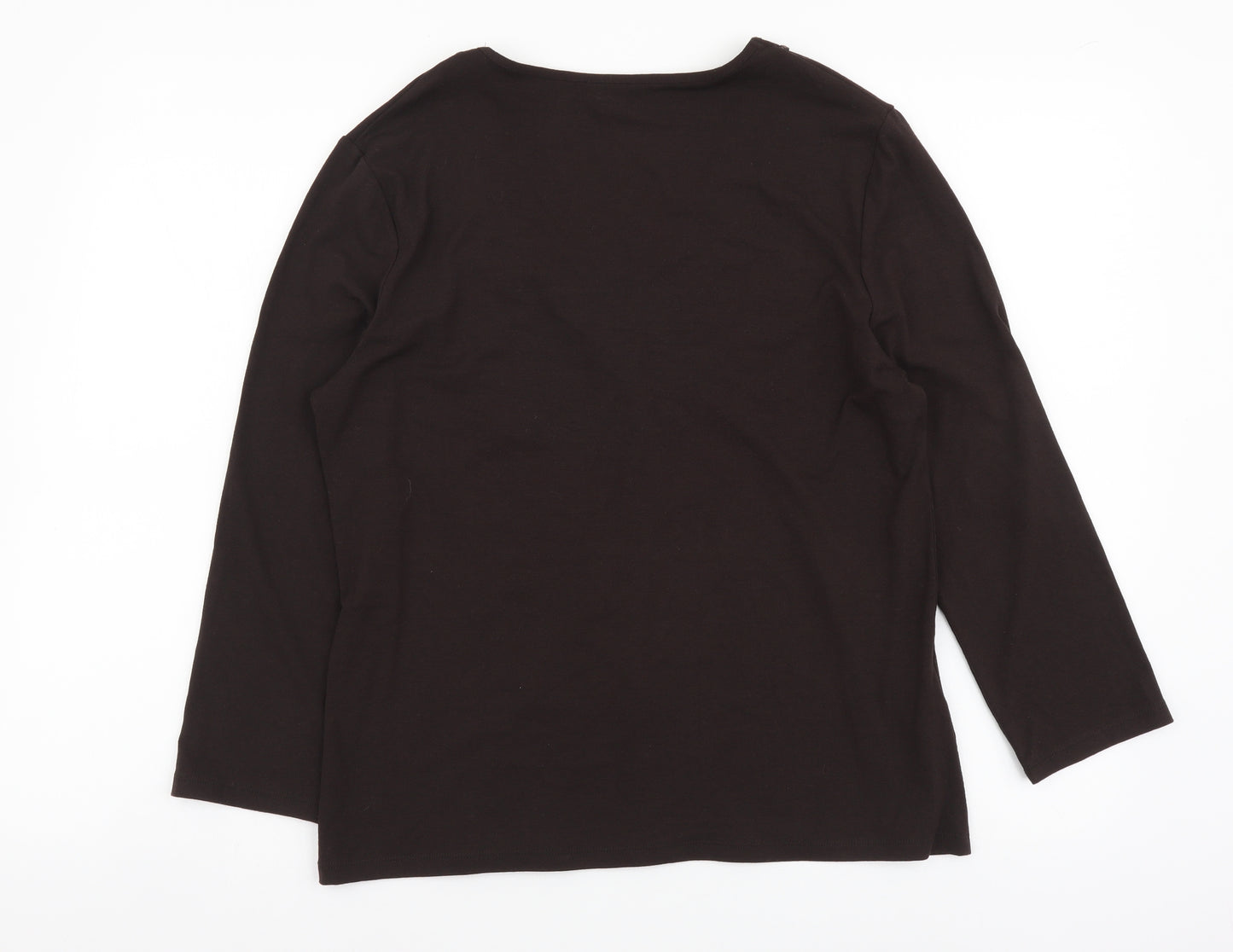 CC Womens Brown Viscose Basic Blouse Size L V-Neck