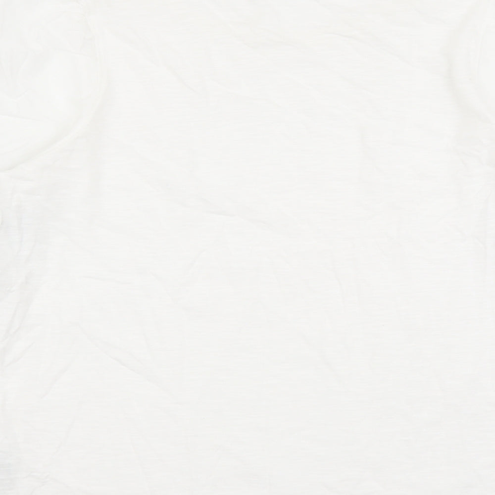 Marks and Spencer Womens White Cotton Basic T-Shirt Size 14 Round Neck - Anglaise lace detail