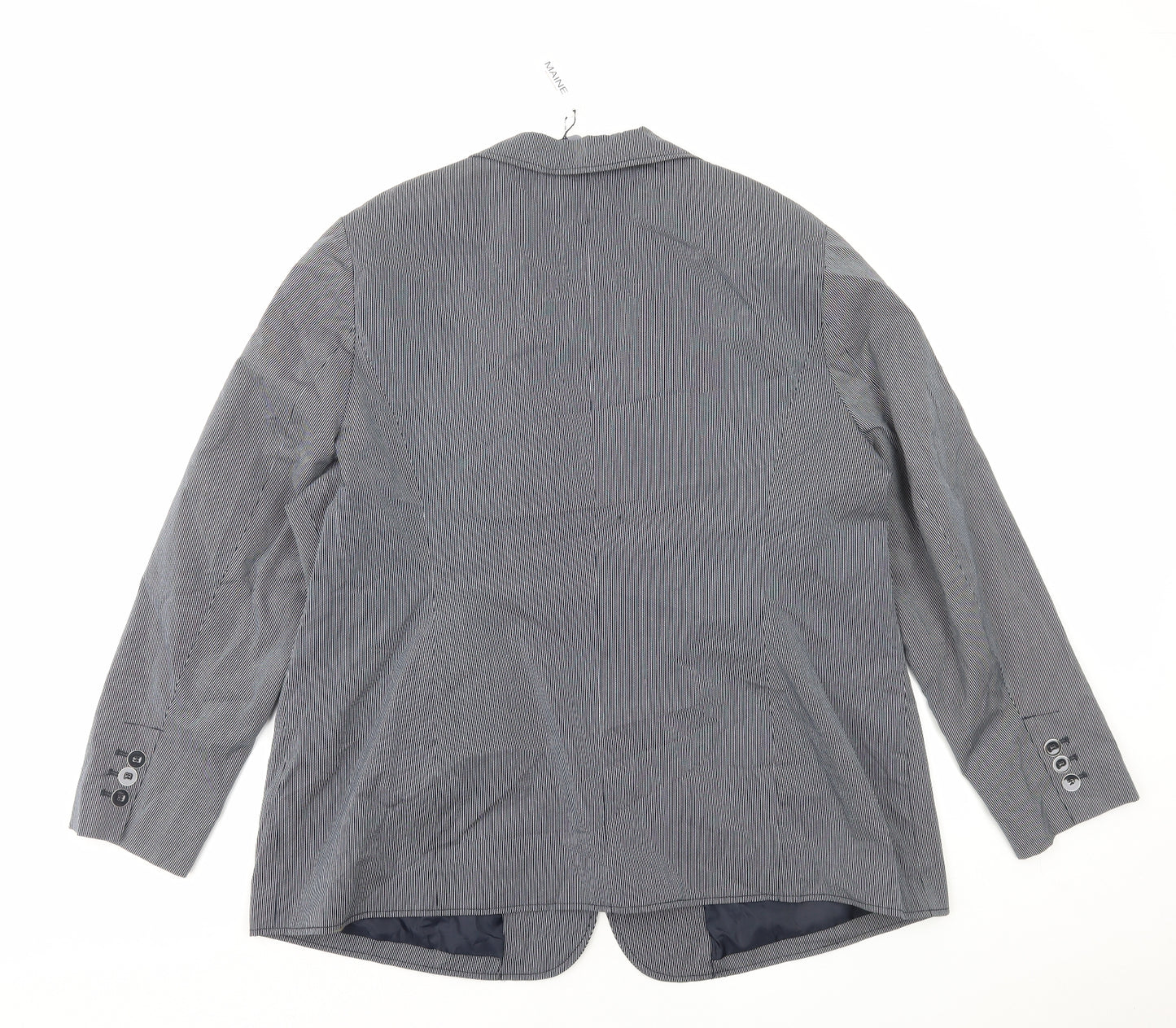 Maine Womens Blue Striped Cotton Jacket Suit Jacket Size 22
