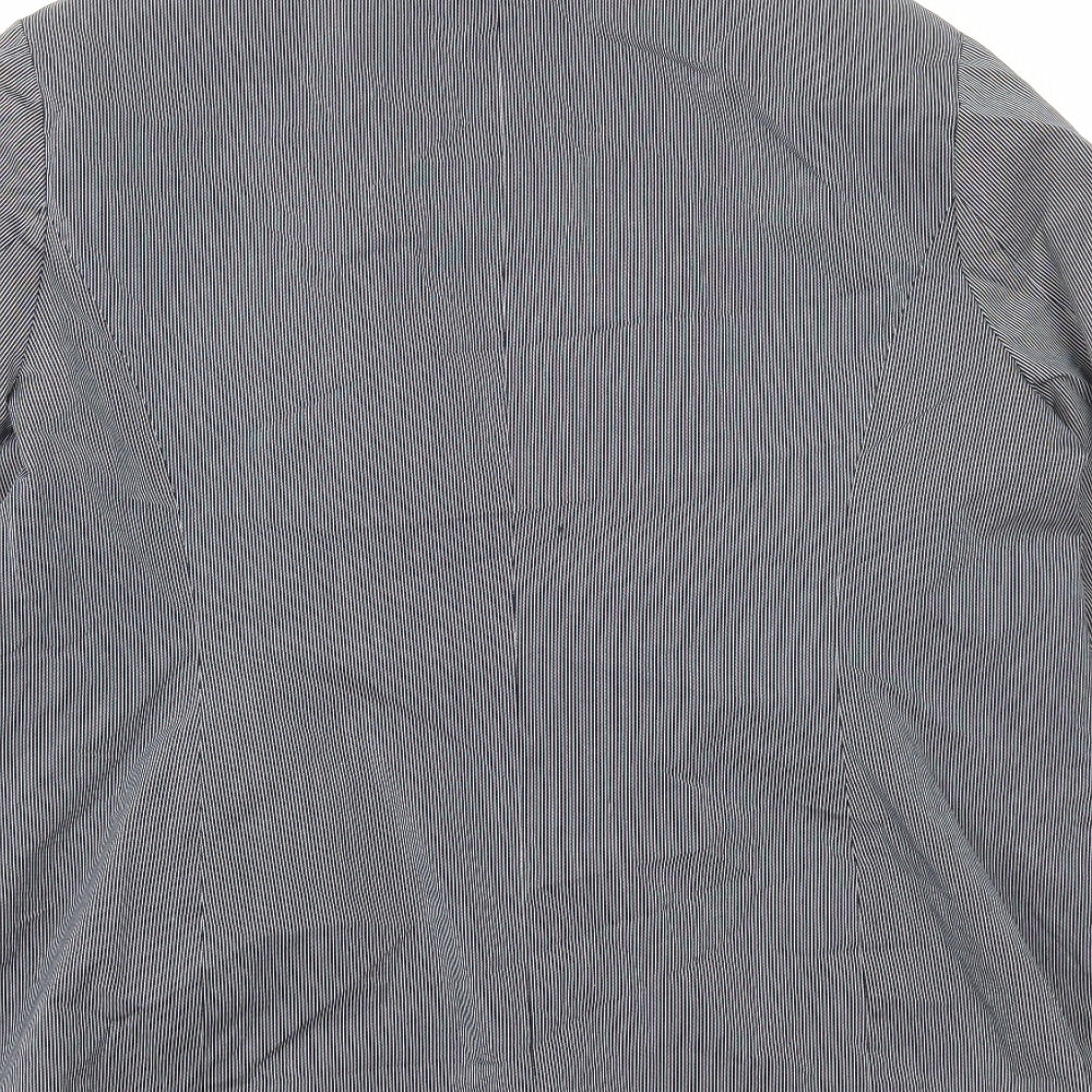Maine Womens Blue Striped Cotton Jacket Suit Jacket Size 22