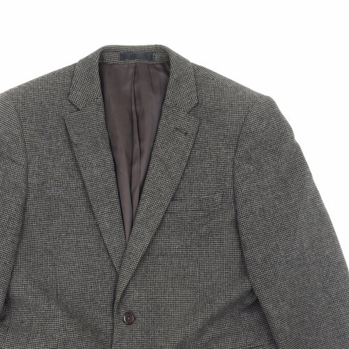 Cedar Wood State Mens Brown Check Polyester Jacket Blazer Size M