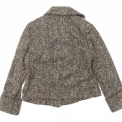 EWM Womens Brown Herringbone Jacket Size 14 Button
