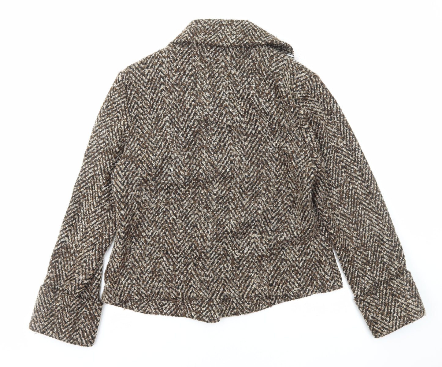EWM Womens Brown Herringbone Jacket Size 14 Button