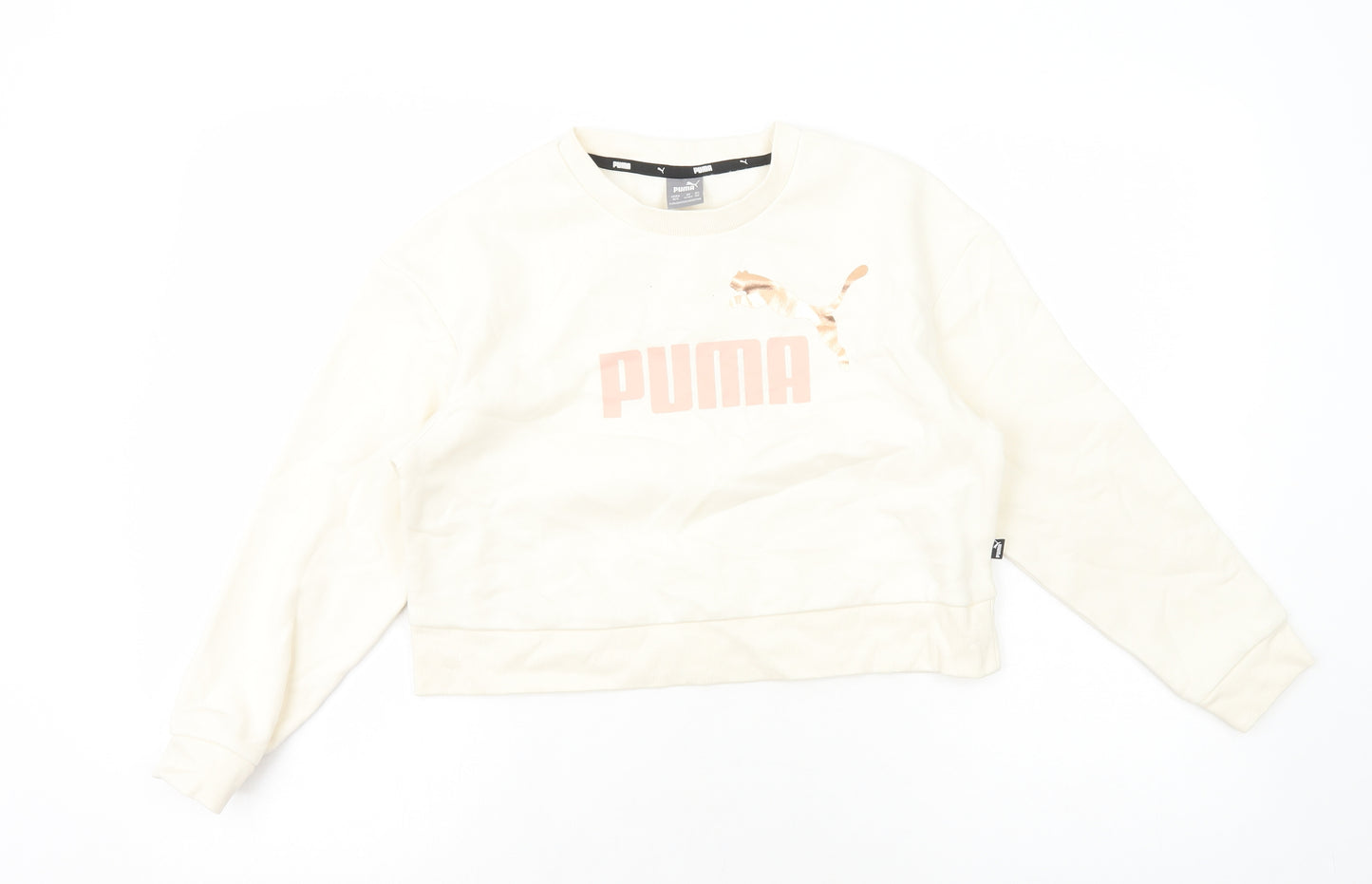 PUMA Girls White Cotton Pullover Sweatshirt Size 11-12 Years Pullover