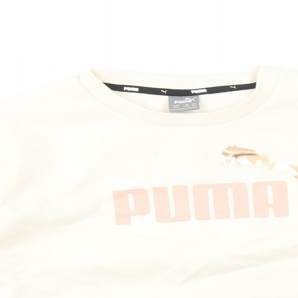 PUMA Girls White Cotton Pullover Sweatshirt Size 11-12 Years Pullover