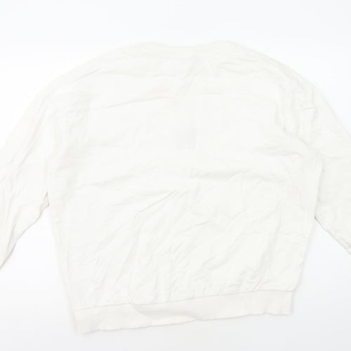 Topshop Womens White Cotton Pullover Sweatshirt Size M Pullover - Le Papillon