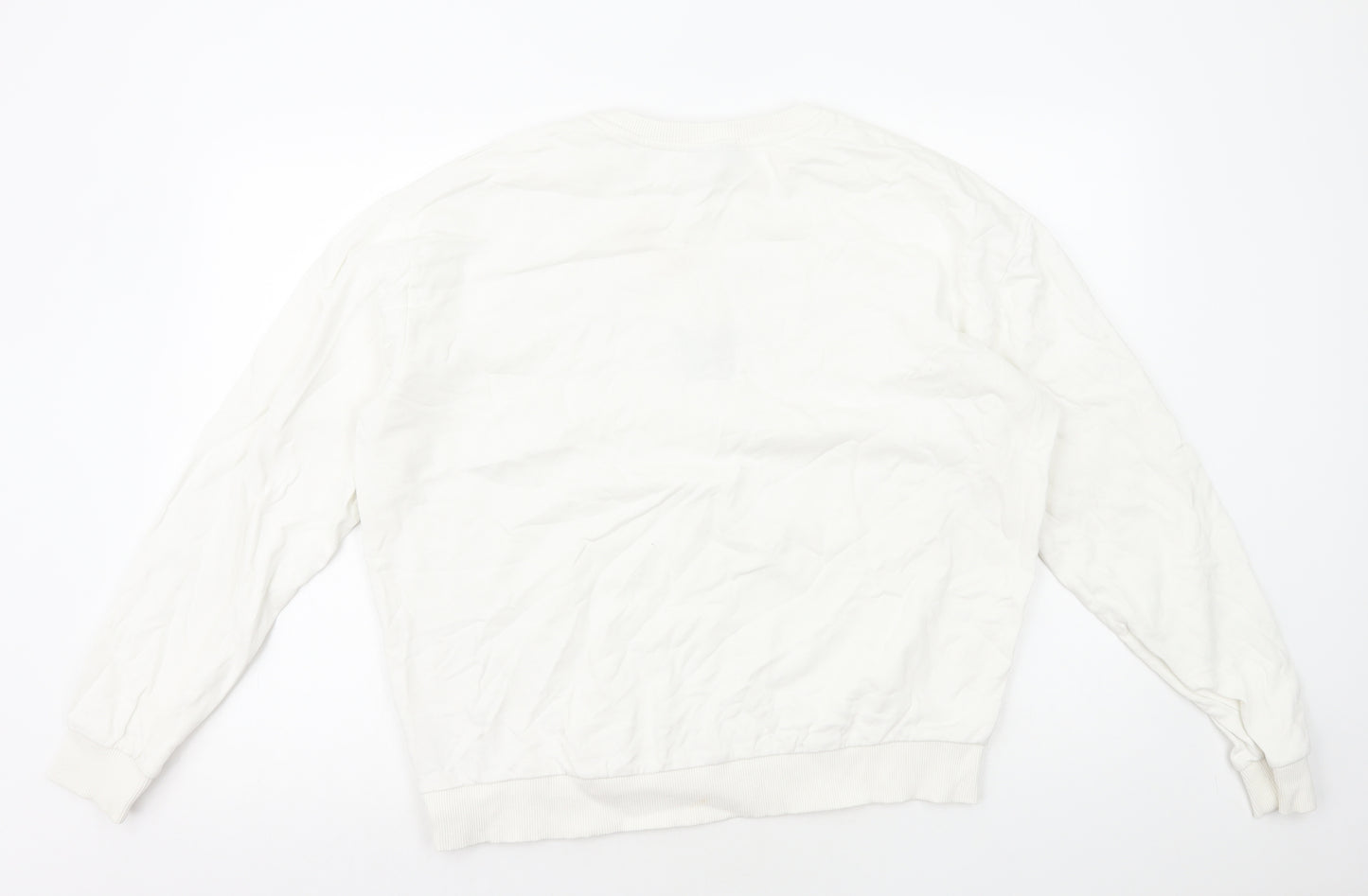 Topshop Womens White Cotton Pullover Sweatshirt Size M Pullover - Le Papillon