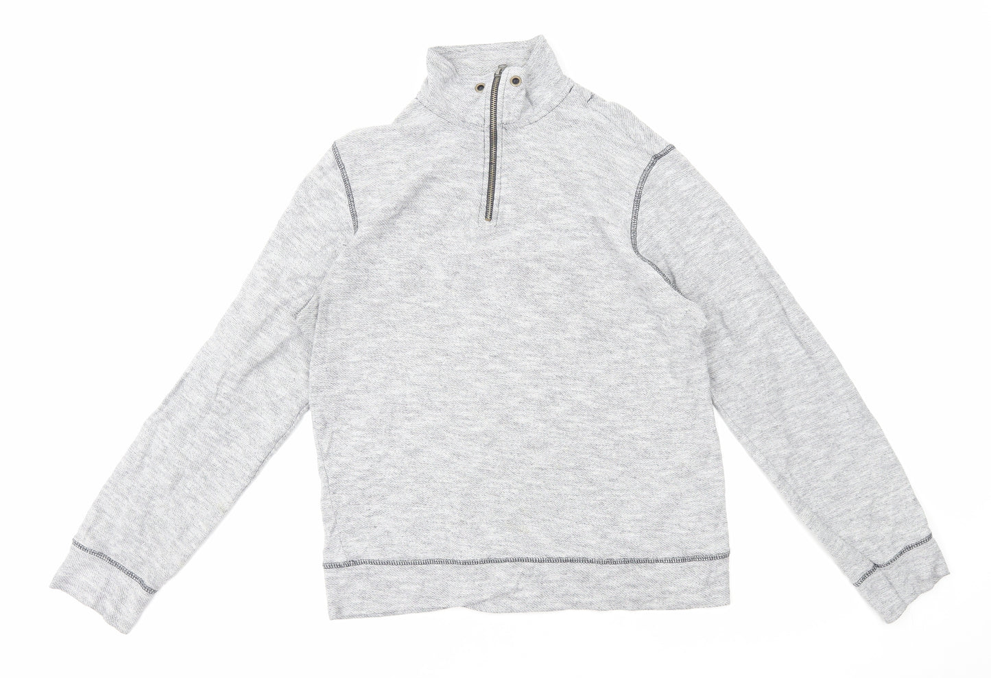 Pull&Bear Mens Grey High Neck Cotton Pullover Jumper Size L