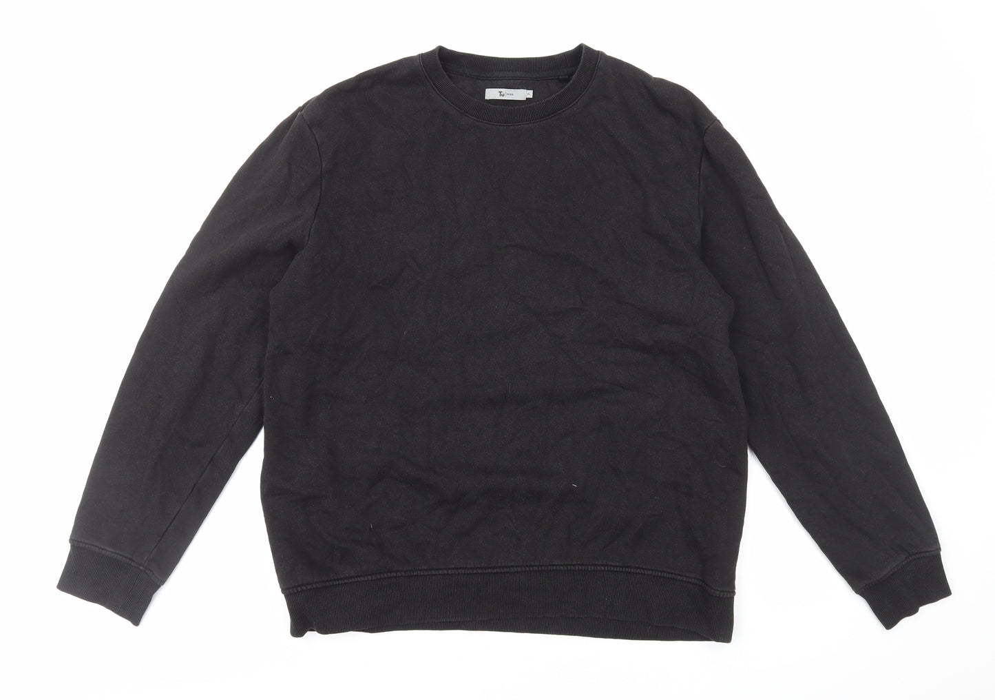 TU Mens Black Cotton Pullover Sweatshirt Size XL