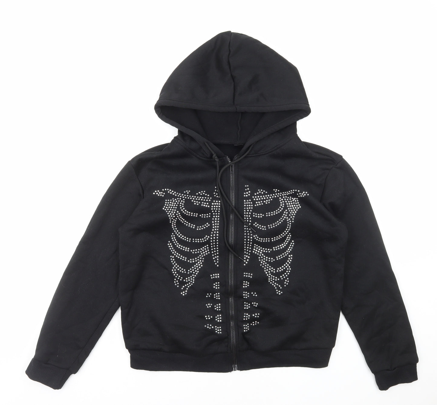 SheIn Womens Black Polyester Full Zip Hoodie Size M Zip - Skeleton