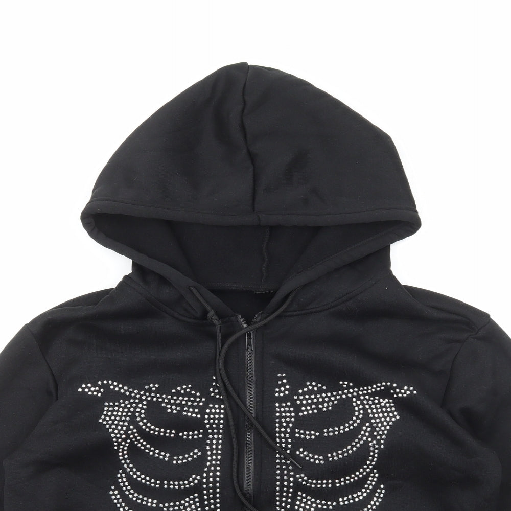 SheIn Womens Black Polyester Full Zip Hoodie Size M Zip - Skeleton