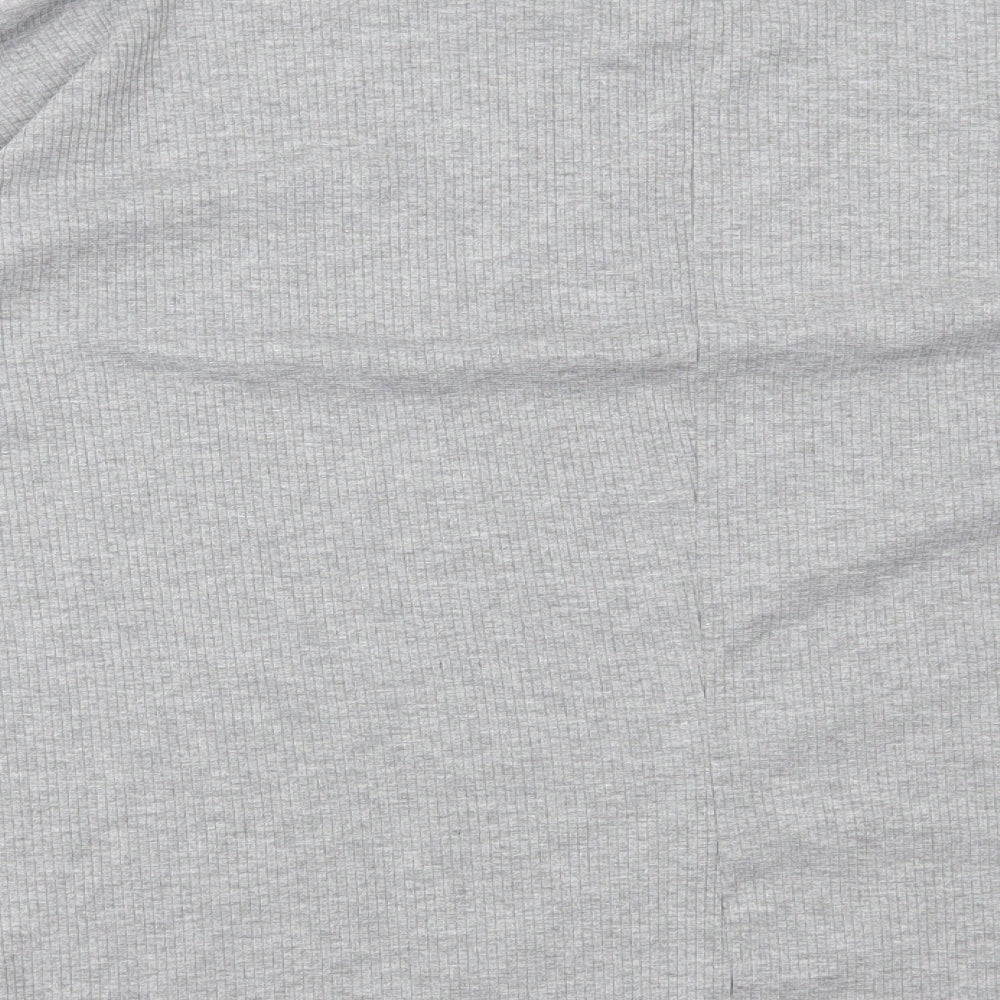 Primark Womens Grey Cotton Basic T-Shirt Size M Round Neck - Ribbed