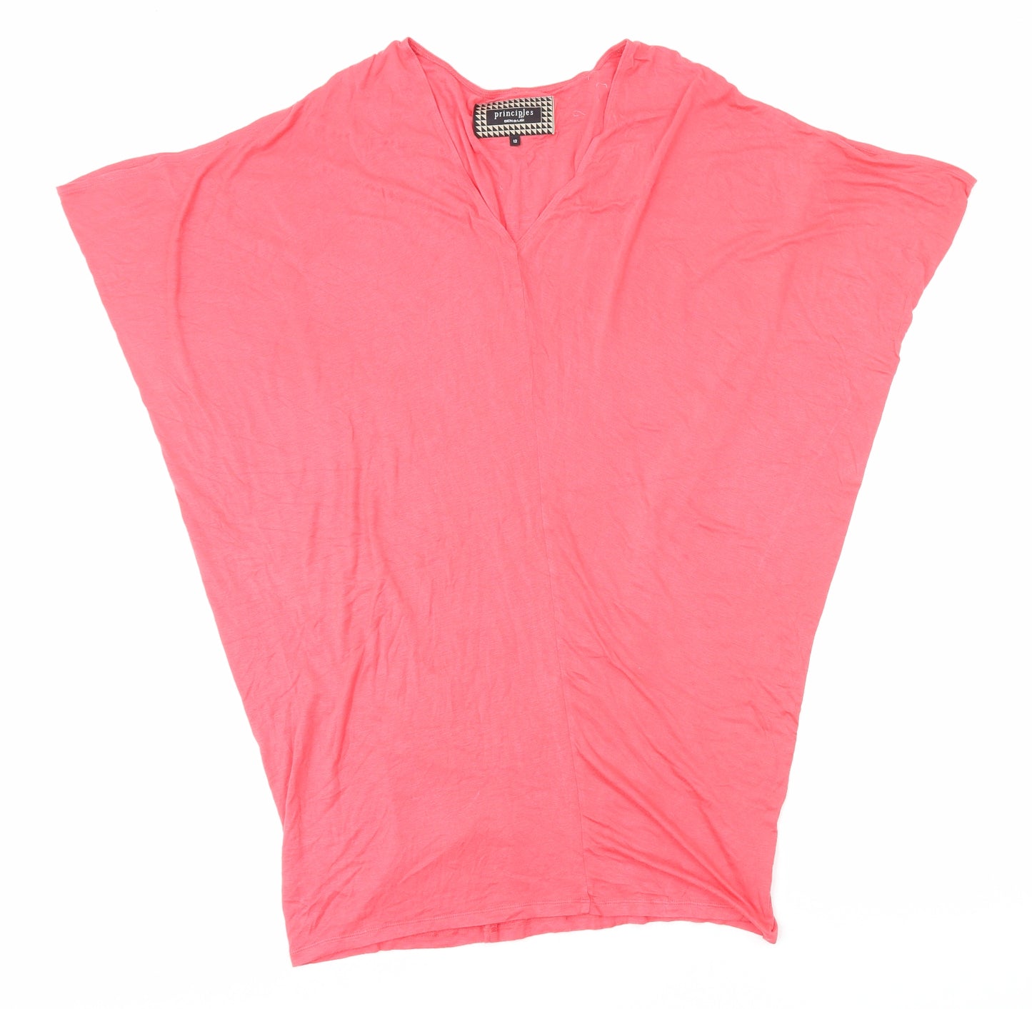 Principles Womens Pink Viscose Basic Blouse Size 12 V-Neck