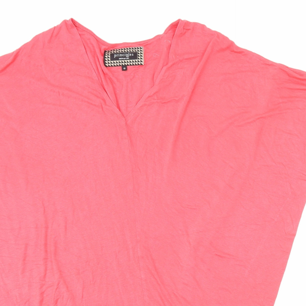 Principles Womens Pink Viscose Basic Blouse Size 12 V-Neck