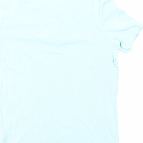 Damart Womens Blue Cotton Basic T-Shirt Size 14 Round Neck - Crochet Detail