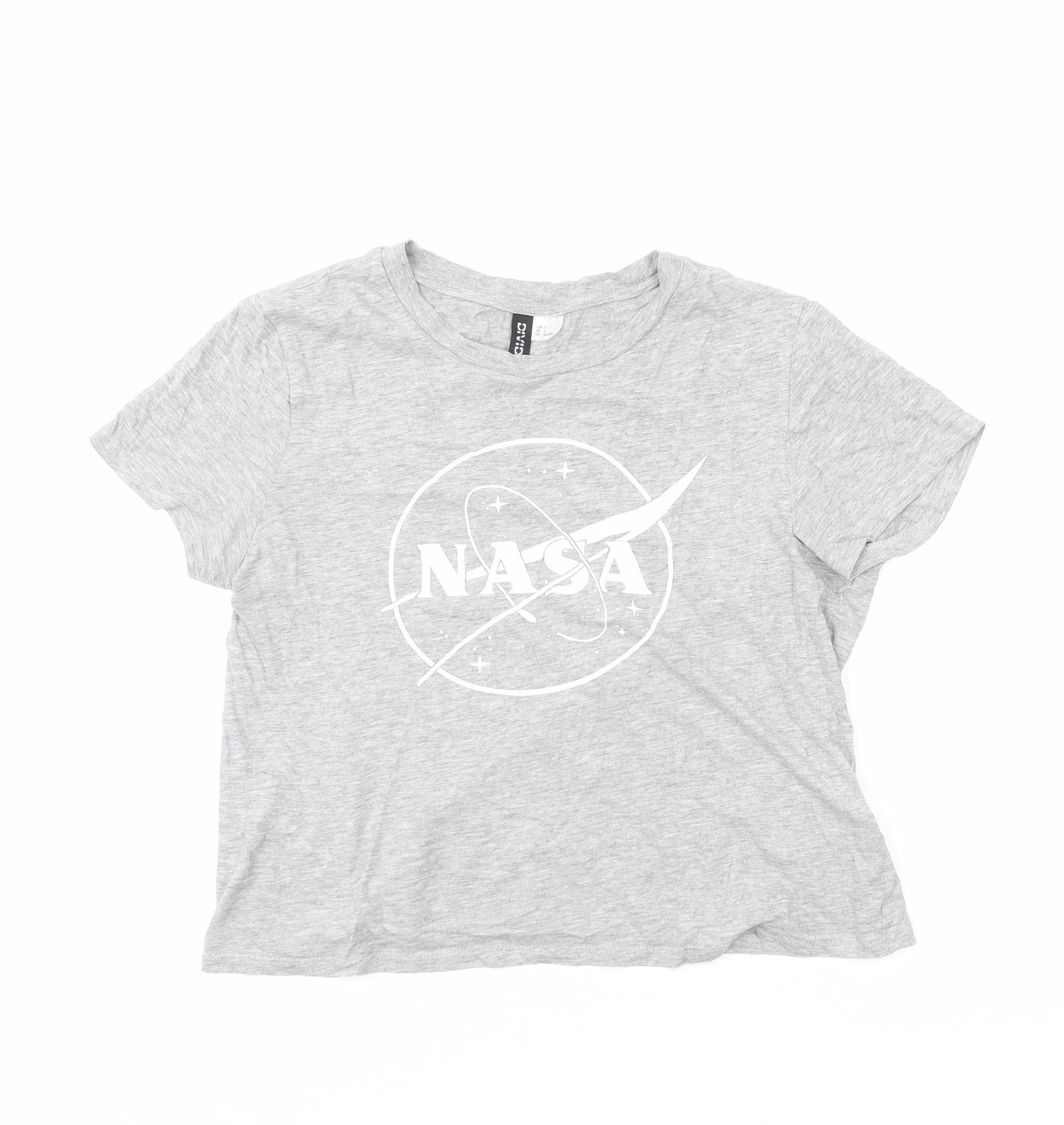 H&M Womens Grey Cotton Basic T-Shirt Size S Round Neck - NASA