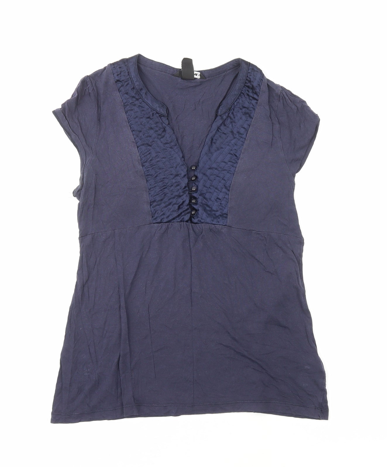 H&M Womens Blue Cotton Basic Blouse Size M V-Neck
