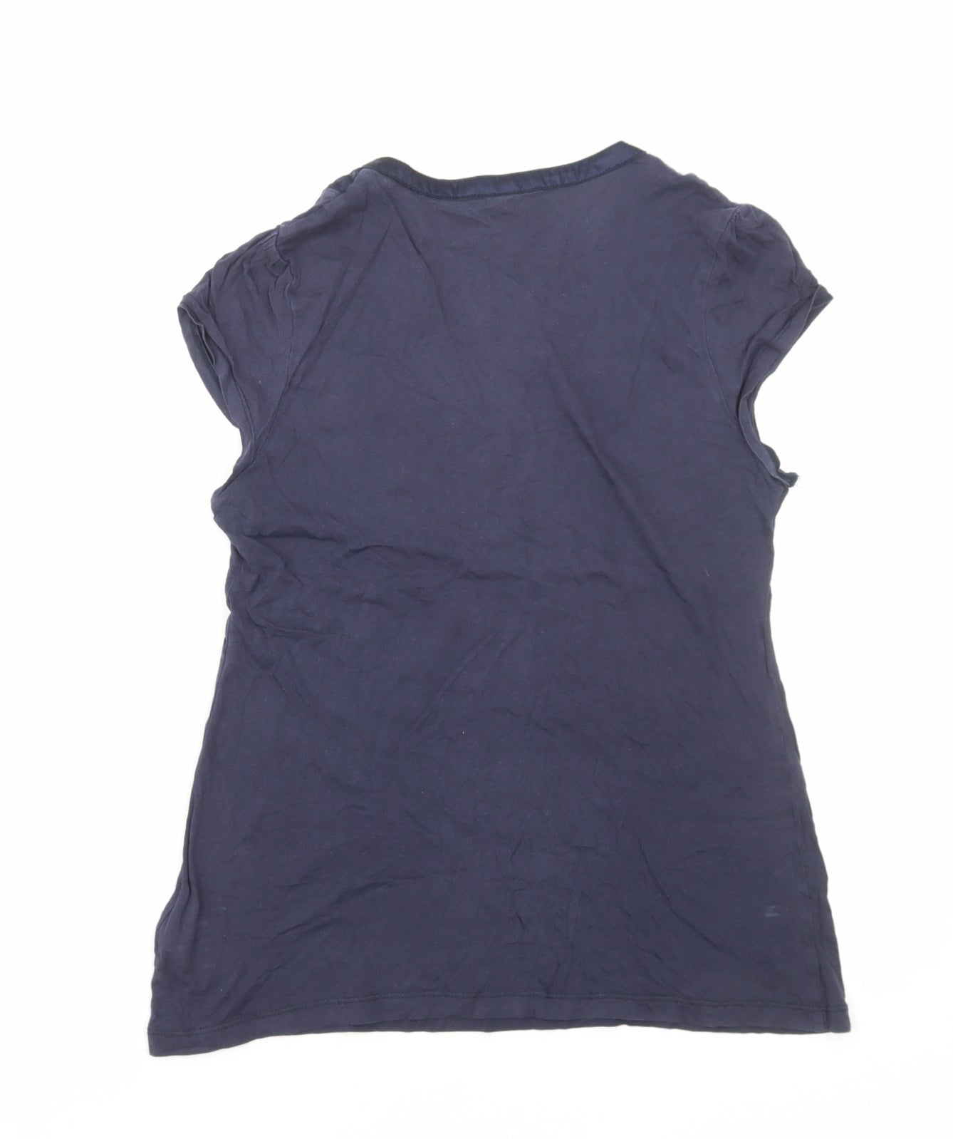 H&M Womens Blue Cotton Basic Blouse Size M V-Neck