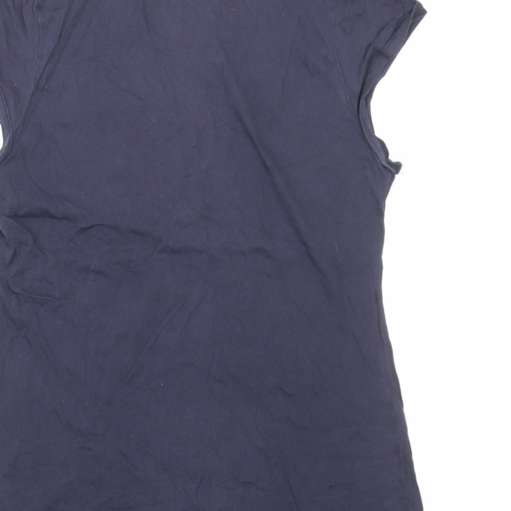 H&M Womens Blue Cotton Basic Blouse Size M V-Neck