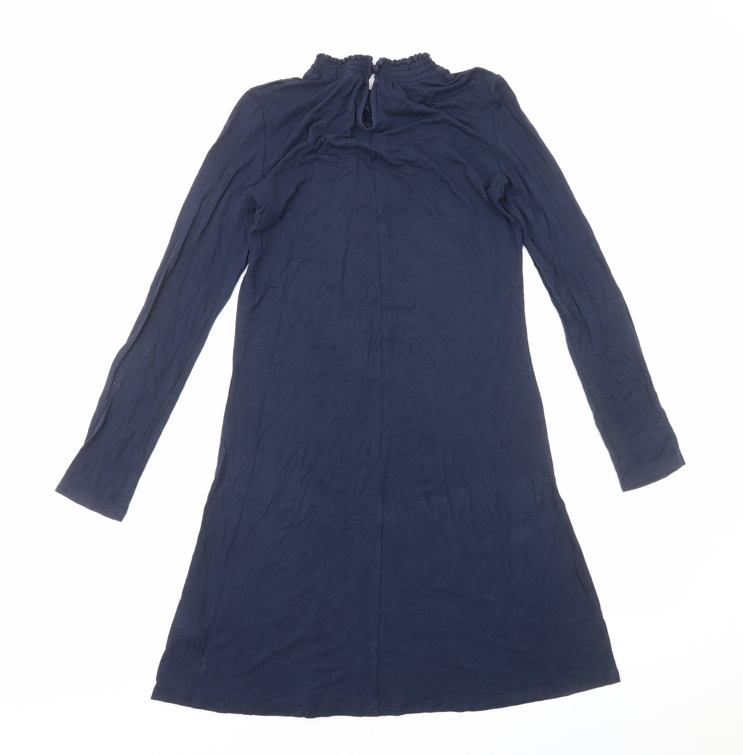 Marks and Spencer Womens Blue Cotton T-Shirt Dress Size 8 Mock Neck Pullover