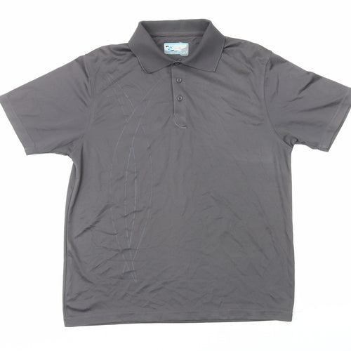 Stuburt Mens Grey Polyester Basic Polo Size M Collared Pullover