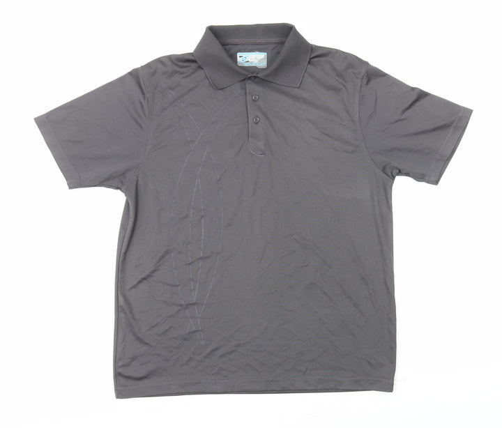 Stuburt Mens Grey Polyester Basic Polo Size M Collared Pullover
