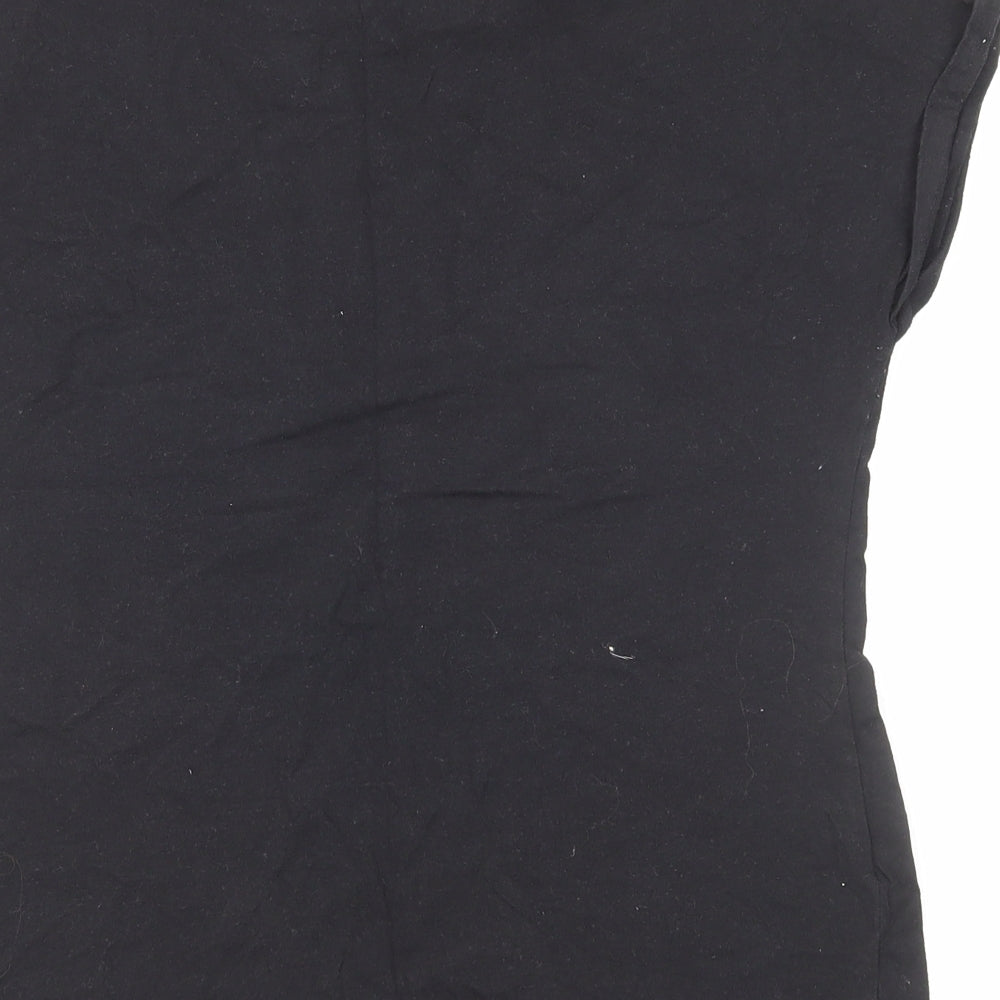 Papaya Womens Black Cotton Basic T-Shirt Size 10 Round Neck - Happy