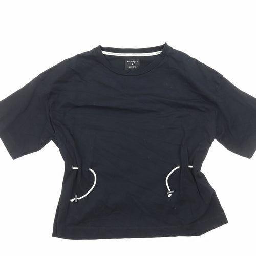 John Lewis Womens Black Cotton Basic T-Shirt Size M Round Neck