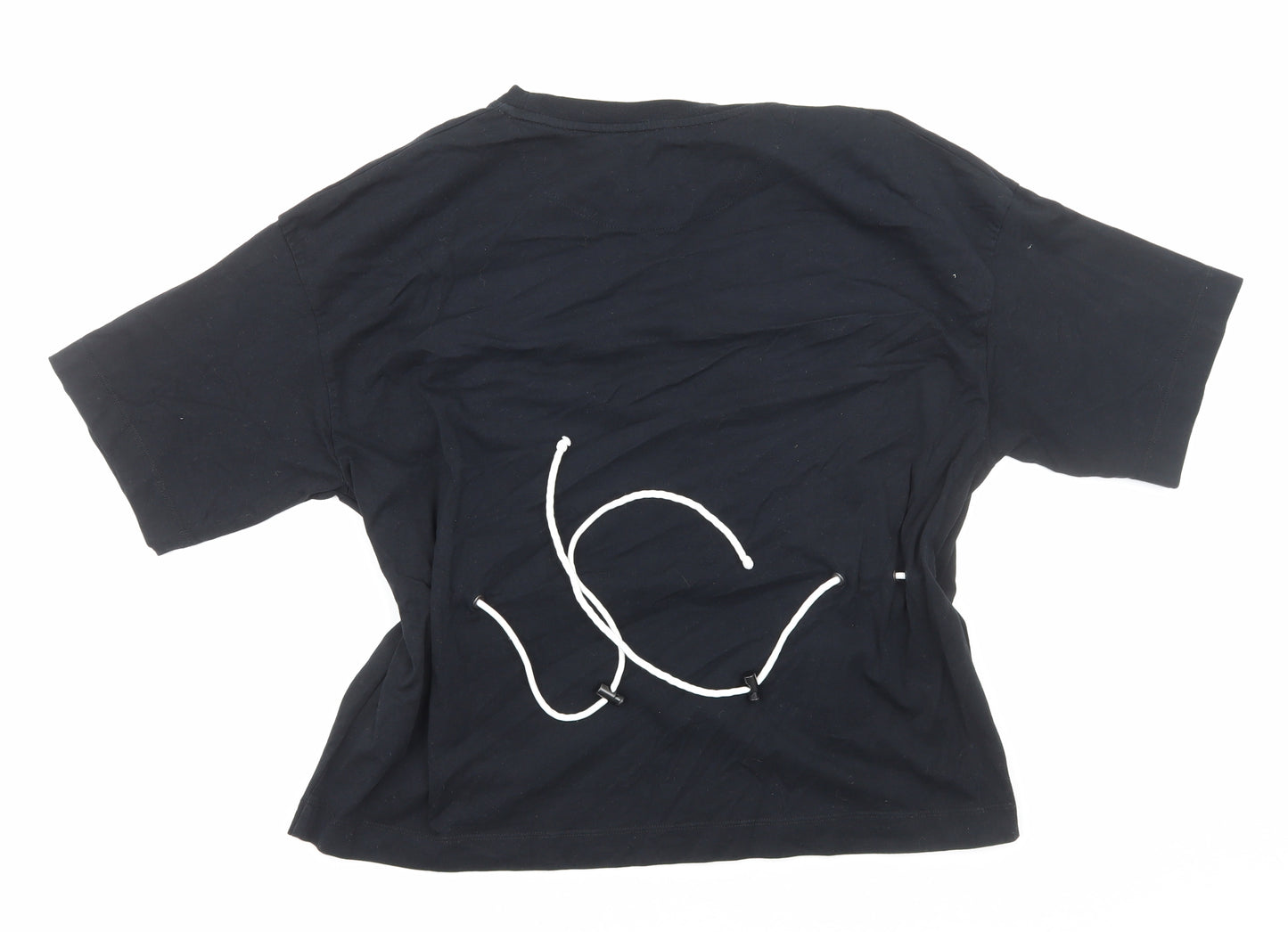 John Lewis Womens Black Cotton Basic T-Shirt Size M Round Neck