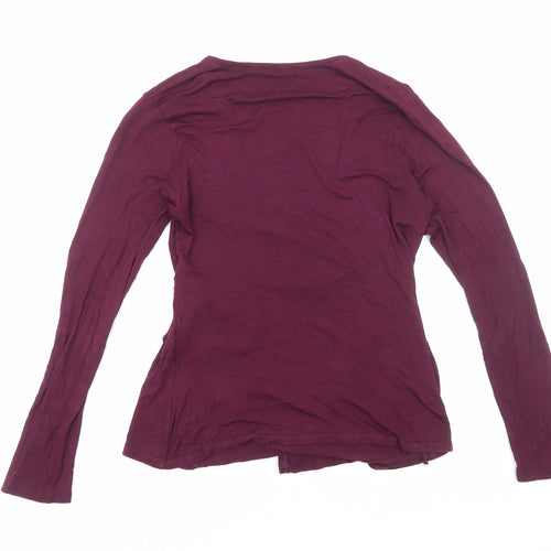 Boohoo Womens Purple V-Neck Viscose Wrap Jumper Size 12