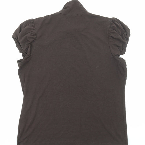 Gap Womens Brown Polyester Basic T-Shirt Size XL Mock Neck