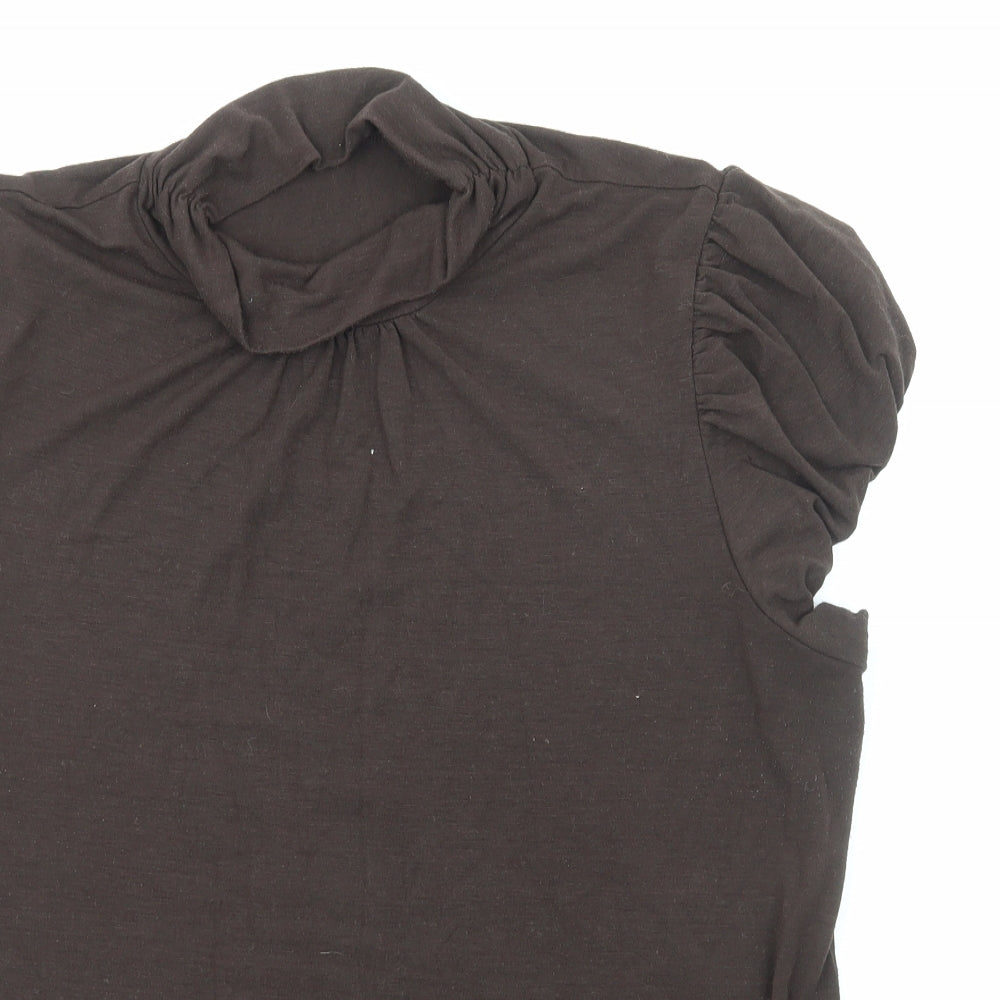 Gap Womens Brown Polyester Basic T-Shirt Size XL Mock Neck