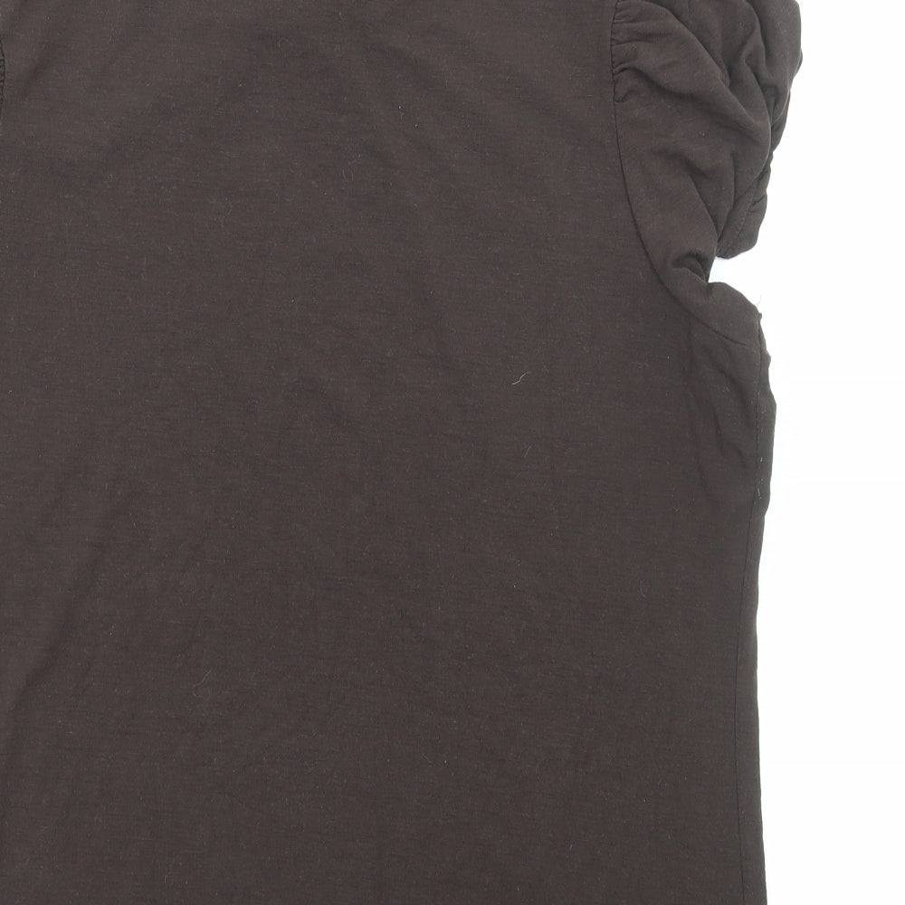 Gap Womens Brown Polyester Basic T-Shirt Size XL Mock Neck