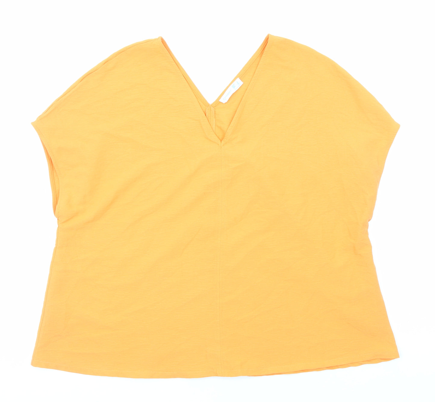 Primark Womens Orange Polyester Basic Blouse Size 12 V-Neck