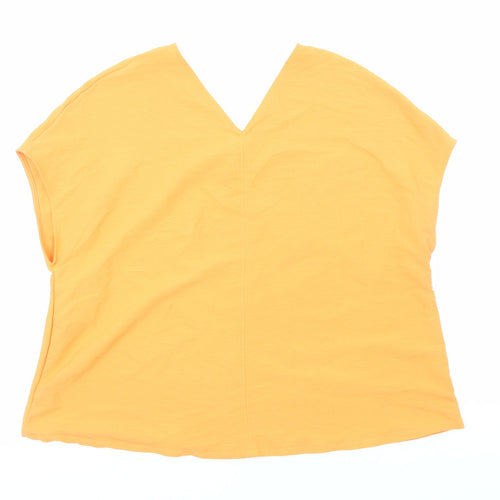 Primark Womens Orange Polyester Basic Blouse Size 12 V-Neck