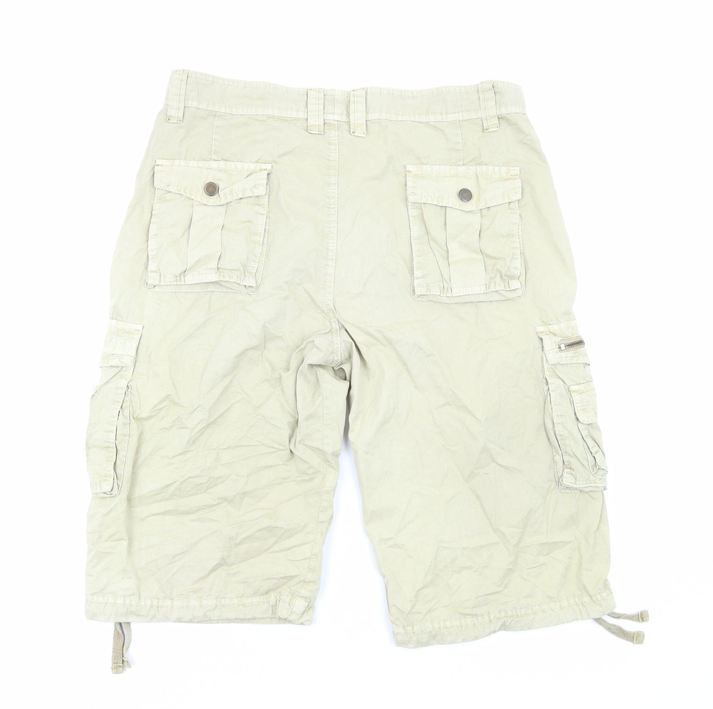Preworn Mens Beige Cotton Cargo Shorts Size L Regular Zip