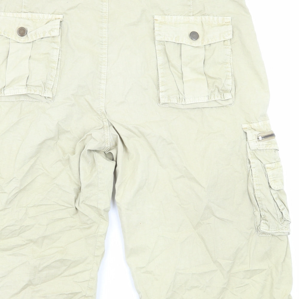 Preworn Mens Beige Cotton Cargo Shorts Size L Regular Zip