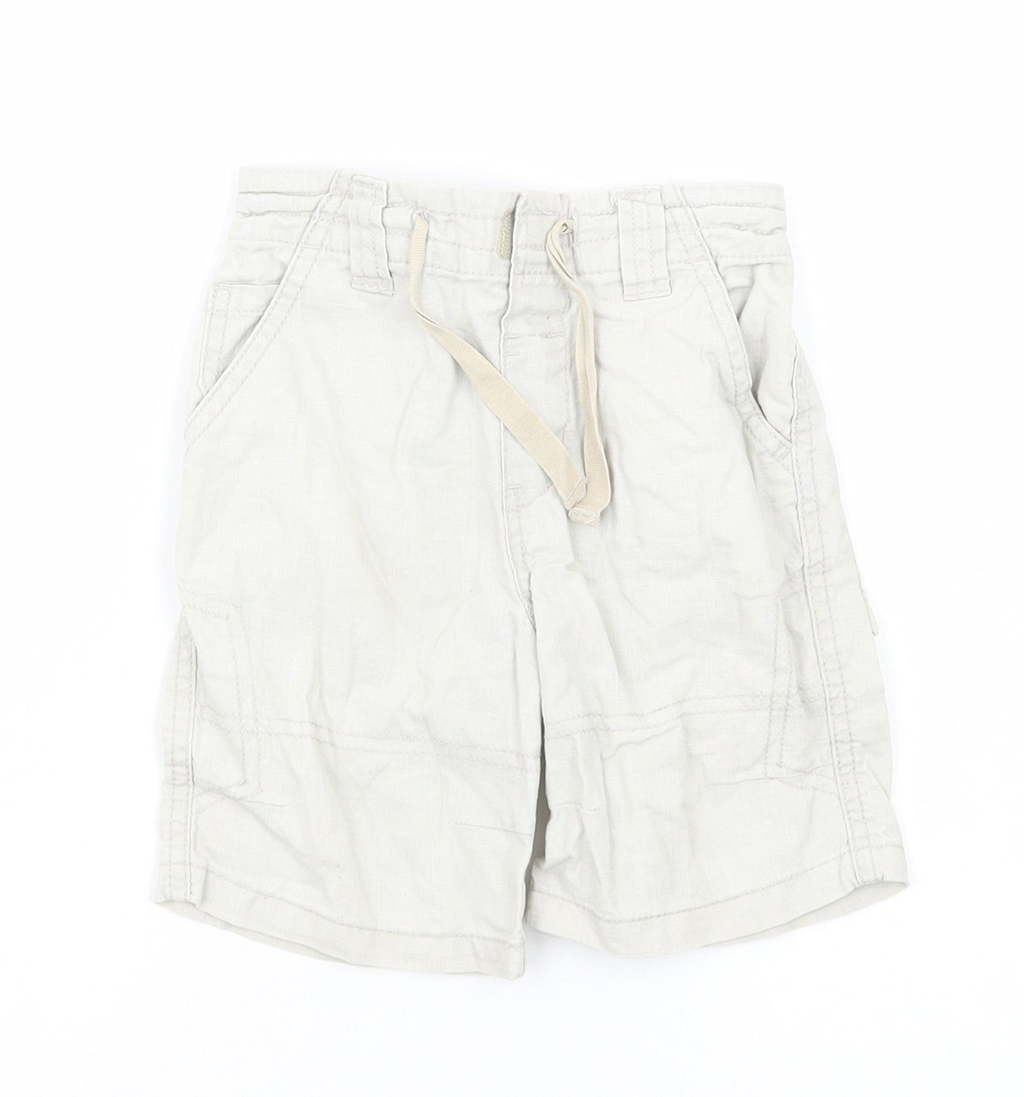NEXT Baby Beige Cotton Pedal Pusher Trousers Size 9-12 Months Hook & Loop