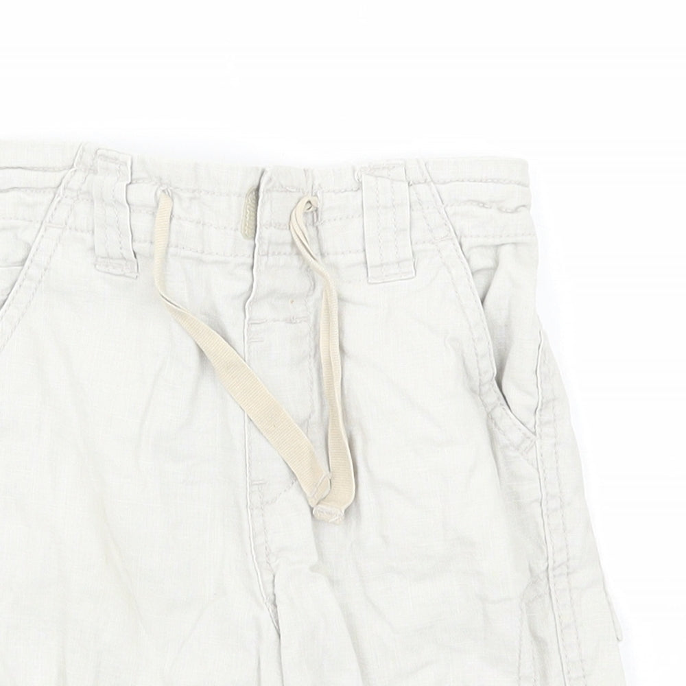 NEXT Baby Beige Cotton Pedal Pusher Trousers Size 9-12 Months Hook & Loop