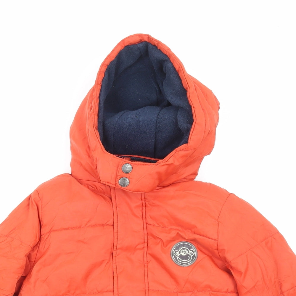 TU Boys Orange Puffer Jacket Coat Size 2-3 Years Zip
