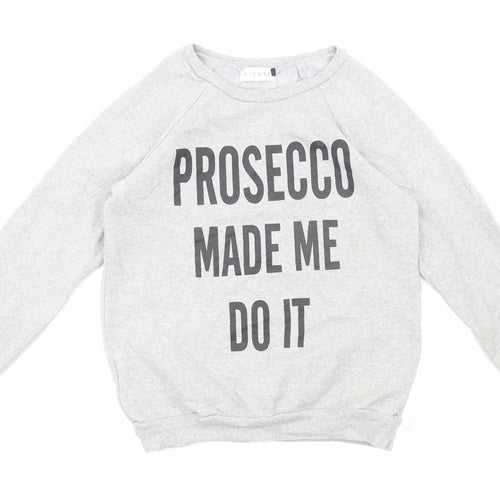 In the Style Womens Grey Cotton Pullover Sweatshirt Size S Pullover - Prosecco Slogan