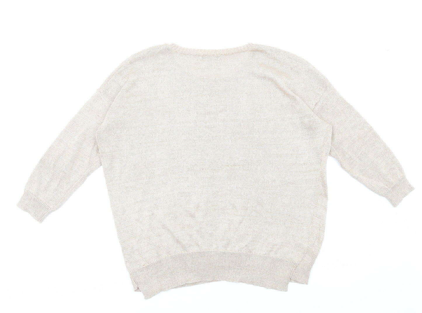 Soon Womens Gold Round Neck Viscose Pullover Jumper Size 14