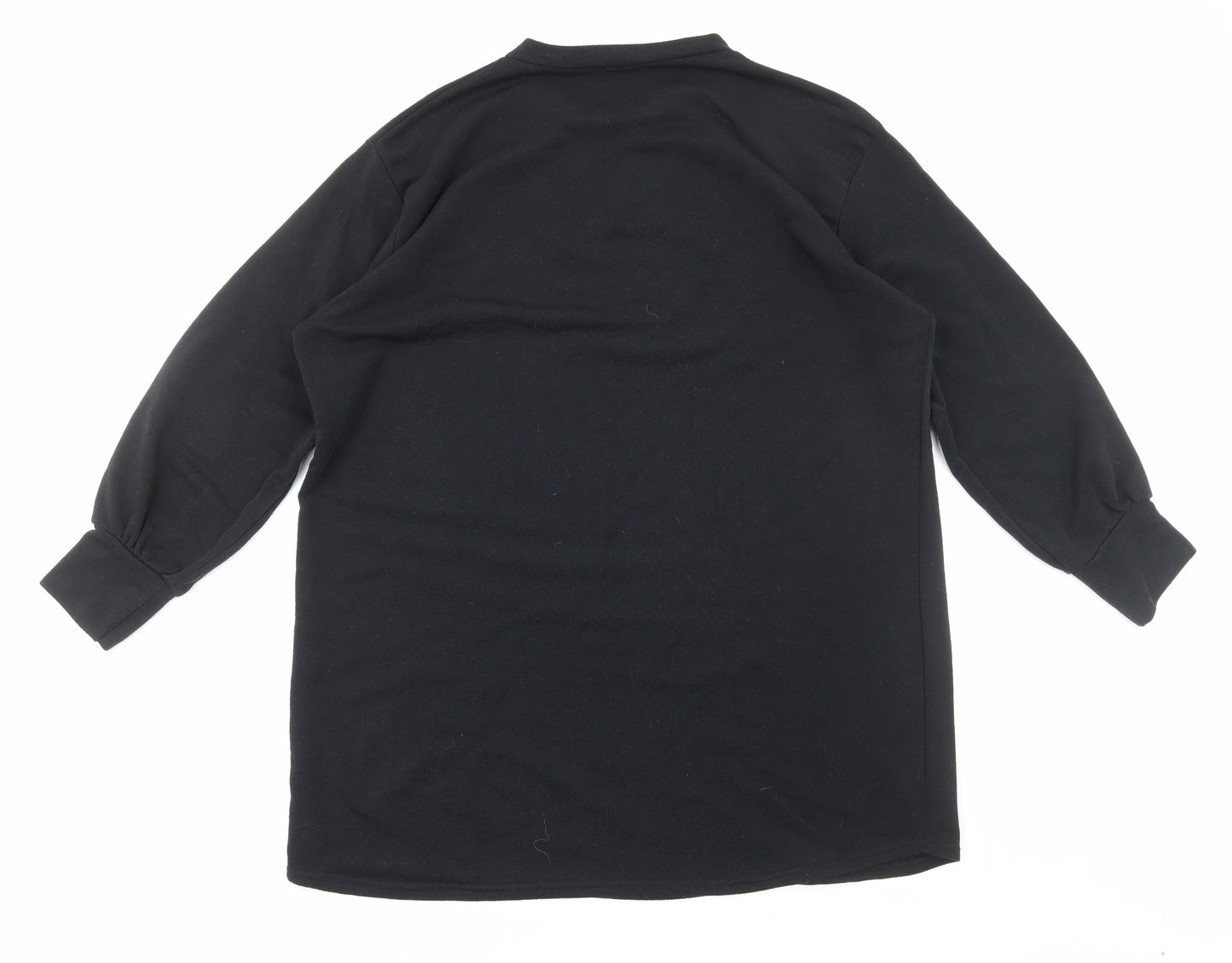 Nasty Gal Womens Black Polyester Jumper Dress Size 14 Round Neck Pullover