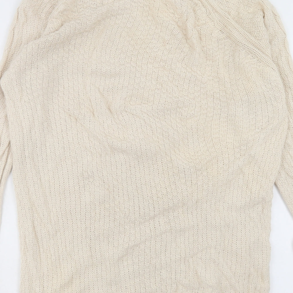 TU Womens Beige Acrylic Jumper Dress Size 8 Roll Neck Pullover