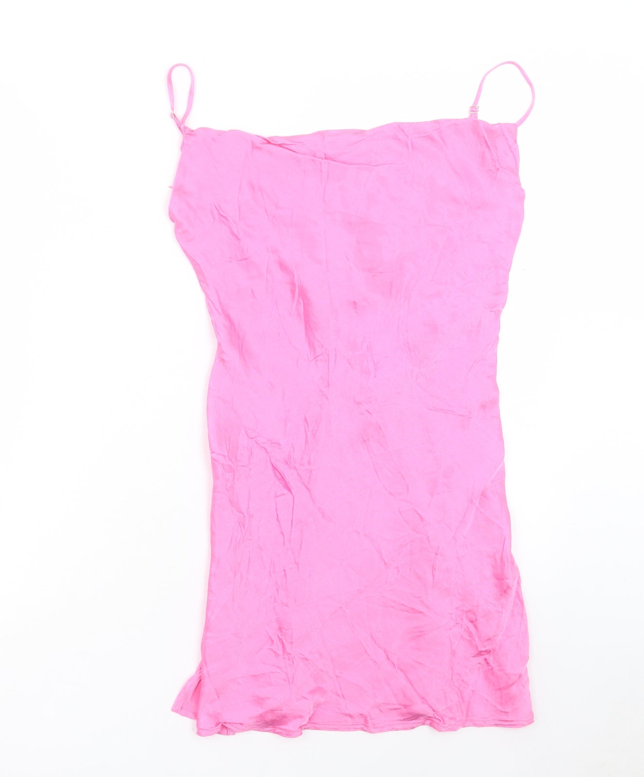 Bershka Womens Pink Viscose Slip Dress Size M Square Neck Pullover
