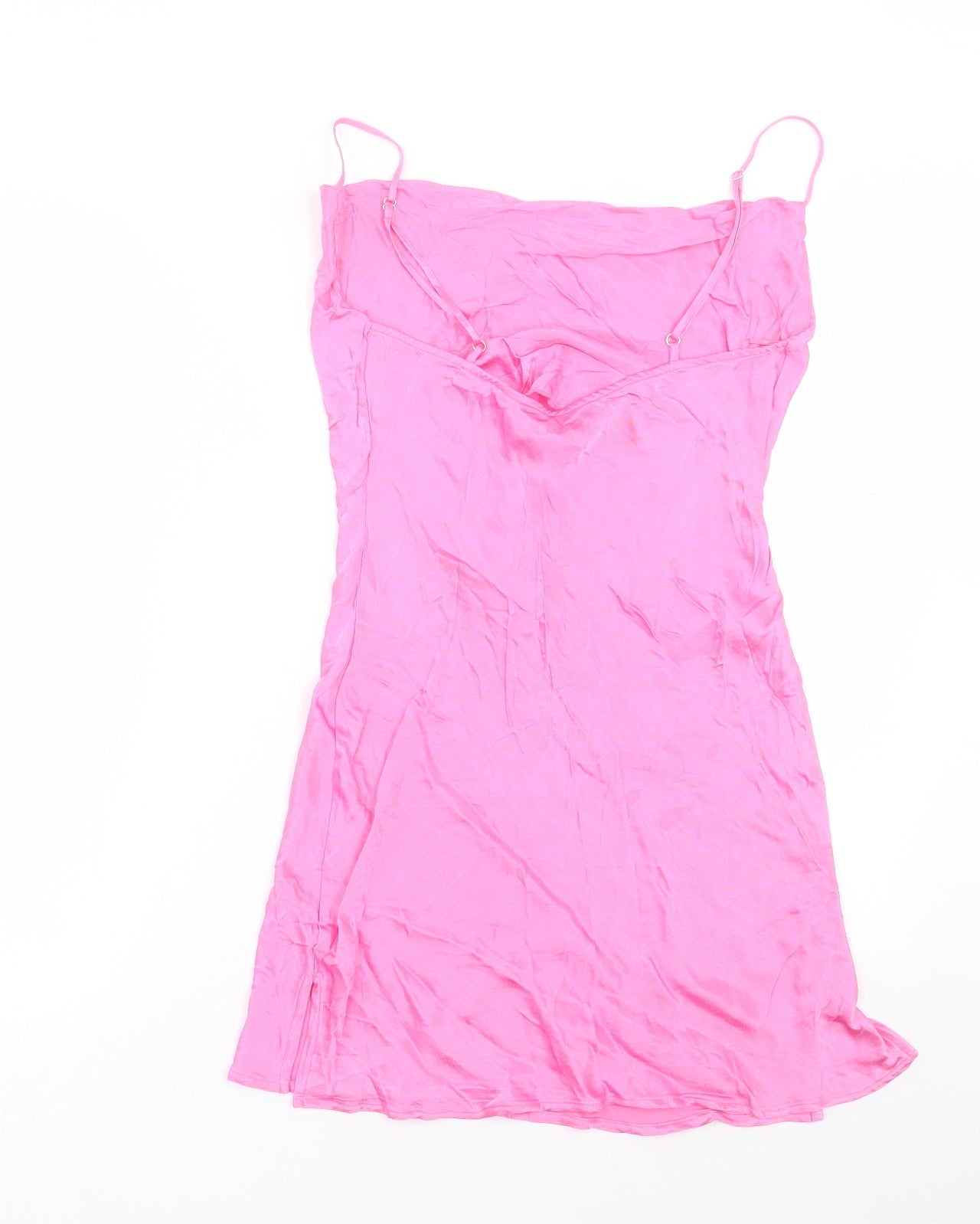 Bershka Womens Pink Viscose Slip Dress Size M Square Neck Pullover