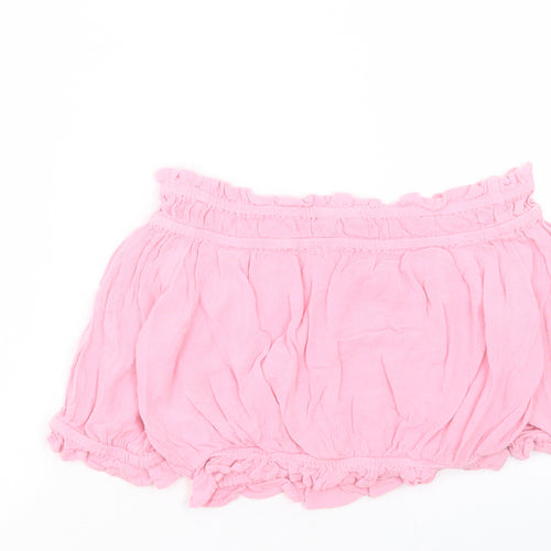 New Look Womens Pink Viscose Cropped Blouse Size 10 Off the Shoulder