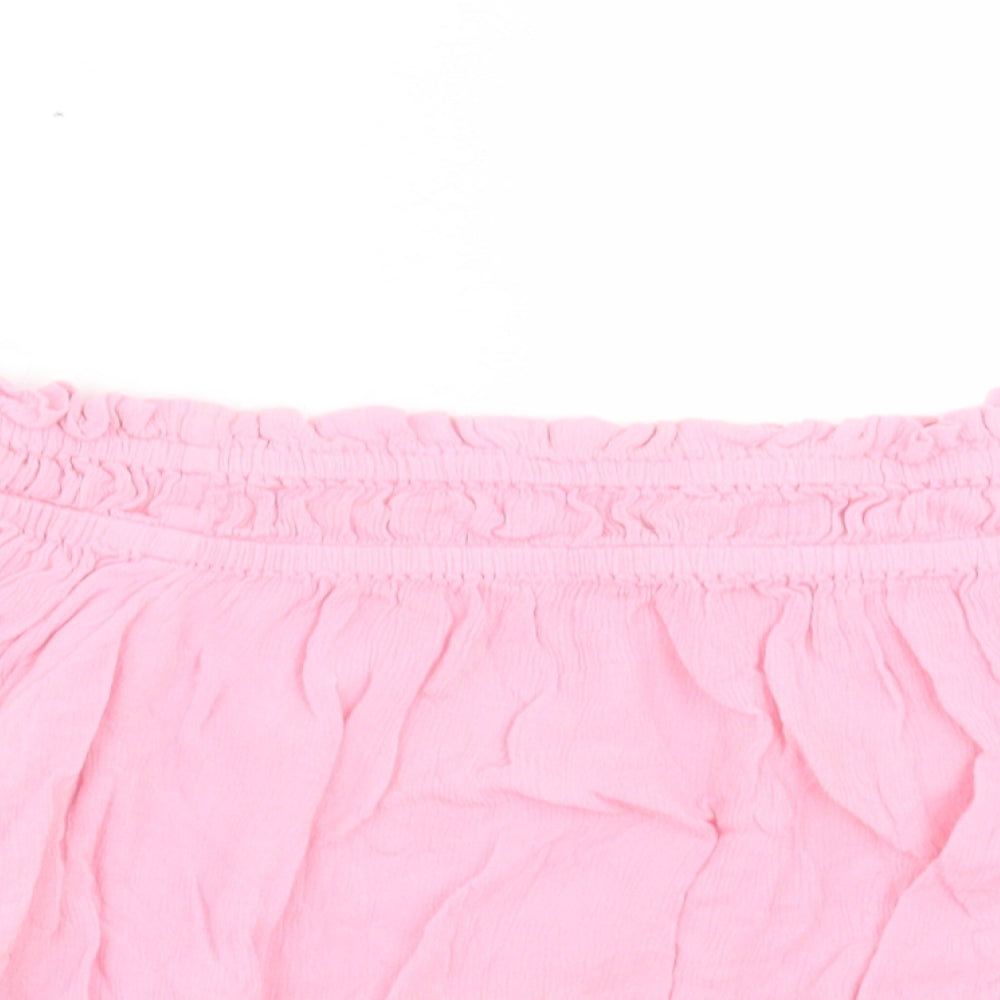 New Look Womens Pink Viscose Cropped Blouse Size 10 Off the Shoulder
