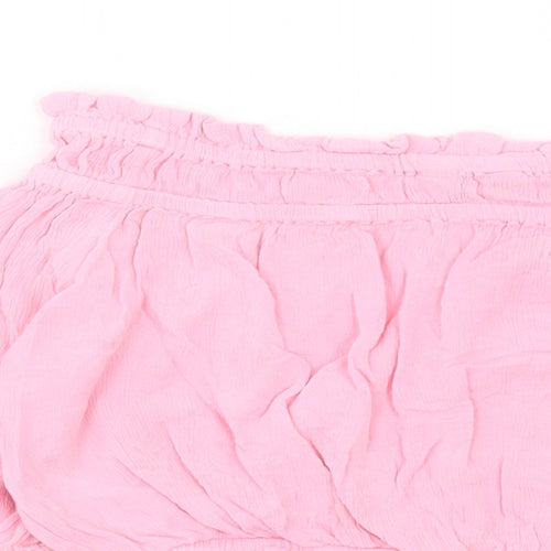 New Look Womens Pink Viscose Cropped Blouse Size 10 Off the Shoulder